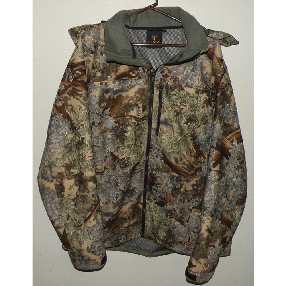 Kings Men’s 2XL XXL Light Hunting Jacket Desert Shadow Camo Zip Off Hood